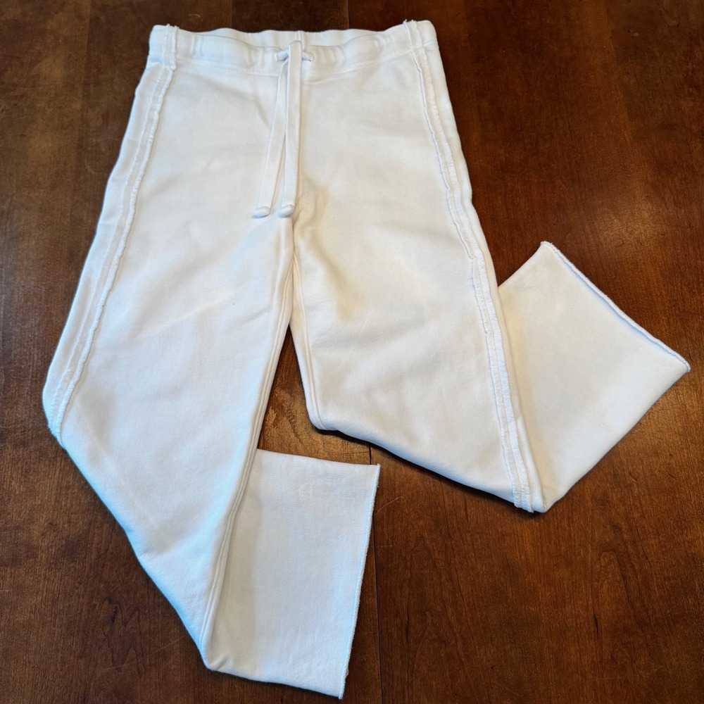 Frank & Eileen Sweatpants Women XS White Tee Lab LAB643TF Wide Leg Raw Hem Seam